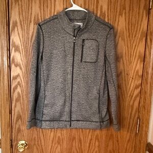 Gray Herringbone Zip-Up Jacket